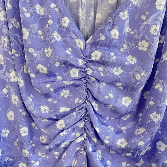 ❌SOLD❌ Free People Lavender Bond Street  Floral Satin Mini Dress short sleeve - Picture 15 of 16
